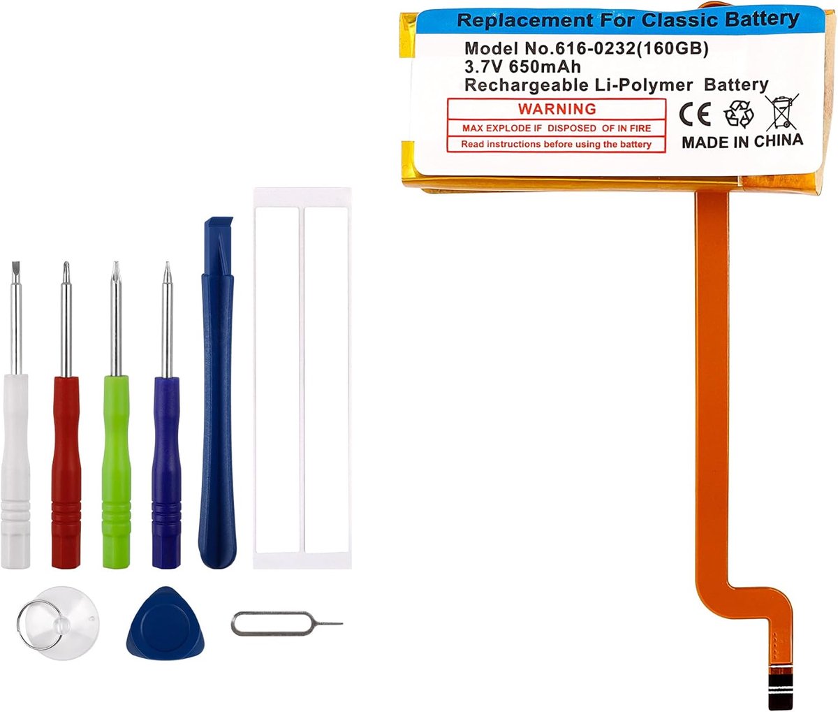 616-0227, 616-0232,616-0229 vervangende accu compatibel met iPod G5 30GB A1136 met toolkit