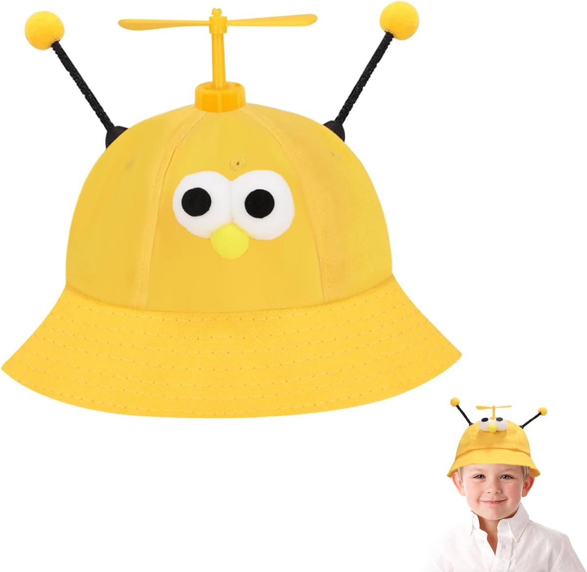 muts, helikopter cap, gele propellermuts, grappige hoed, vissershoed, zomerhoed, geel (Gelb B), 50.0 cm, 56.0 cm