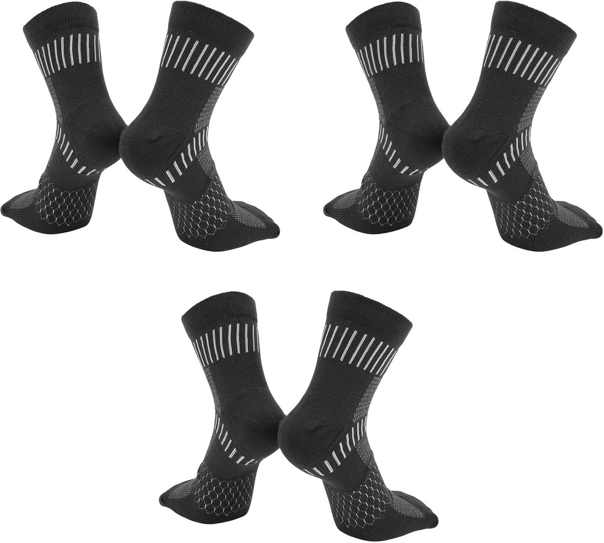 Sokken, ademend, zweetbestendig, voor fiets, outdoor, lichtgrijs, eenheidsmaat, universeel, 3 paar gebreid