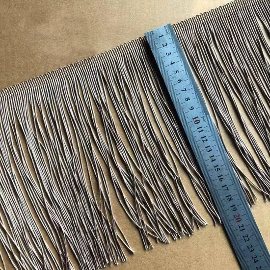 Dansband, 20 cm x 5 m, zijden franjes, kwastjes, om te naaien, knutselen, kleding, lingerie, kostuums, gordijnen, decoratie, goud A — afbeelding 3
