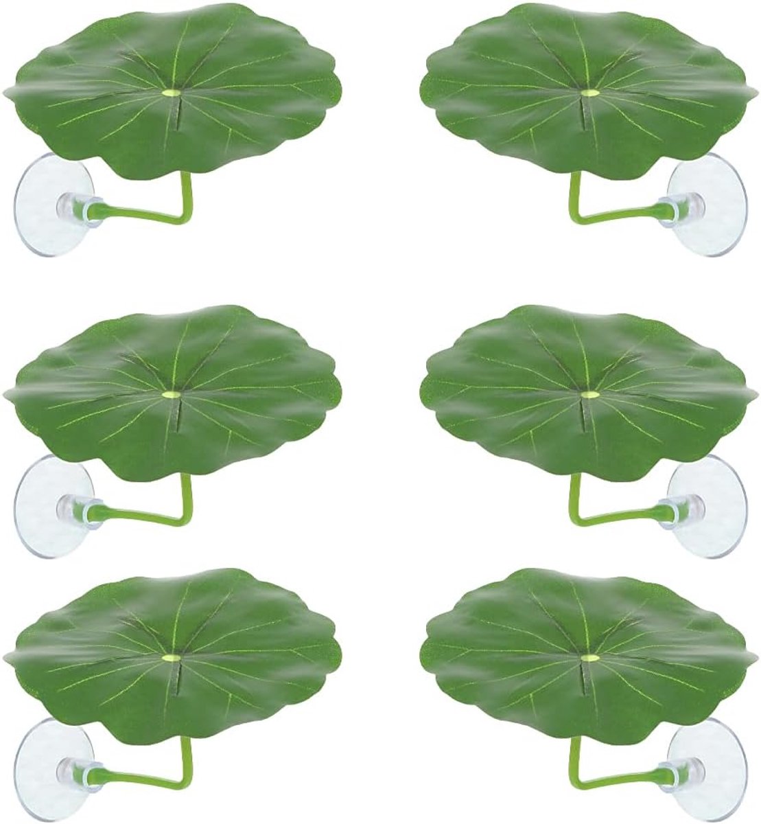 6 stuks Betta vis blad pad, groene hangmat plant niet-scheur zacht aquarium decor met zuignappen voor garnalen, kleine vissen, slapen, rusten, spelen, stressvrije omgeving (65 mm)