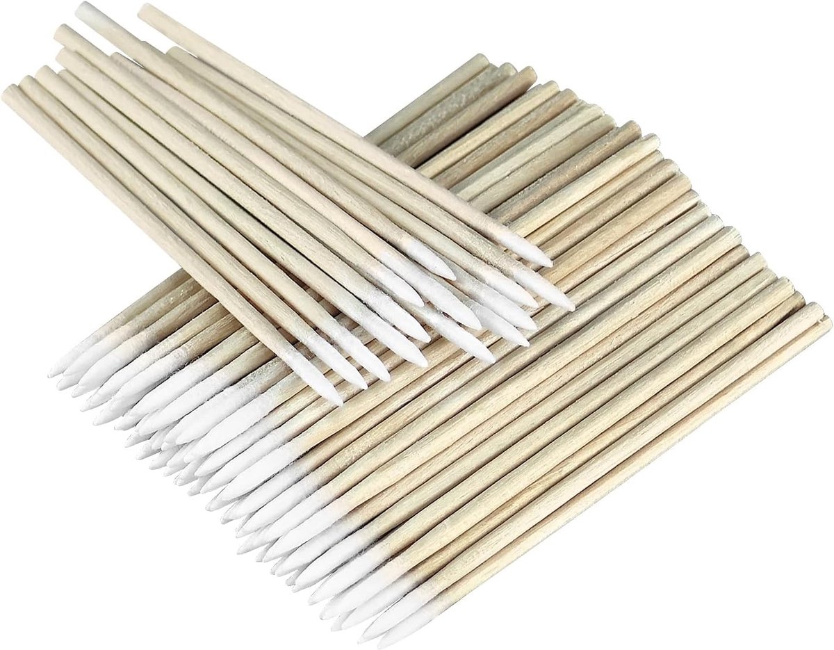 Wattenstaafjes, 7 cm wattenstaafjes met puntige punt voor tattoo, wenkbrauwen, beauty, make-up, nagels (bamboe)