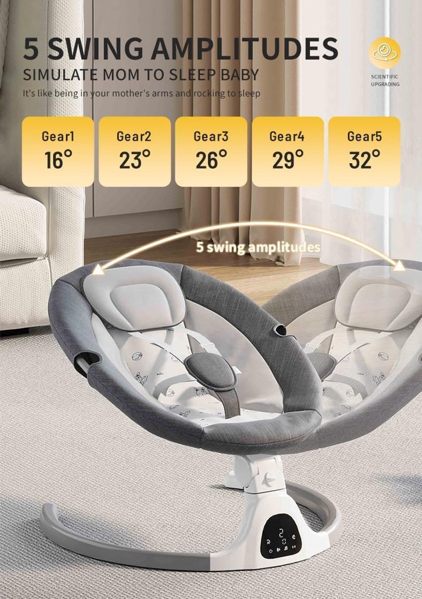 Hoogte baby swings bluetooth, muziekluidspreker met 5 snelheden met 12 vooraf ingestelde slaapliedjes, afstandsbediening, indoor babywip voor 5-20 maanden, cadeausets voor baby's (roze)