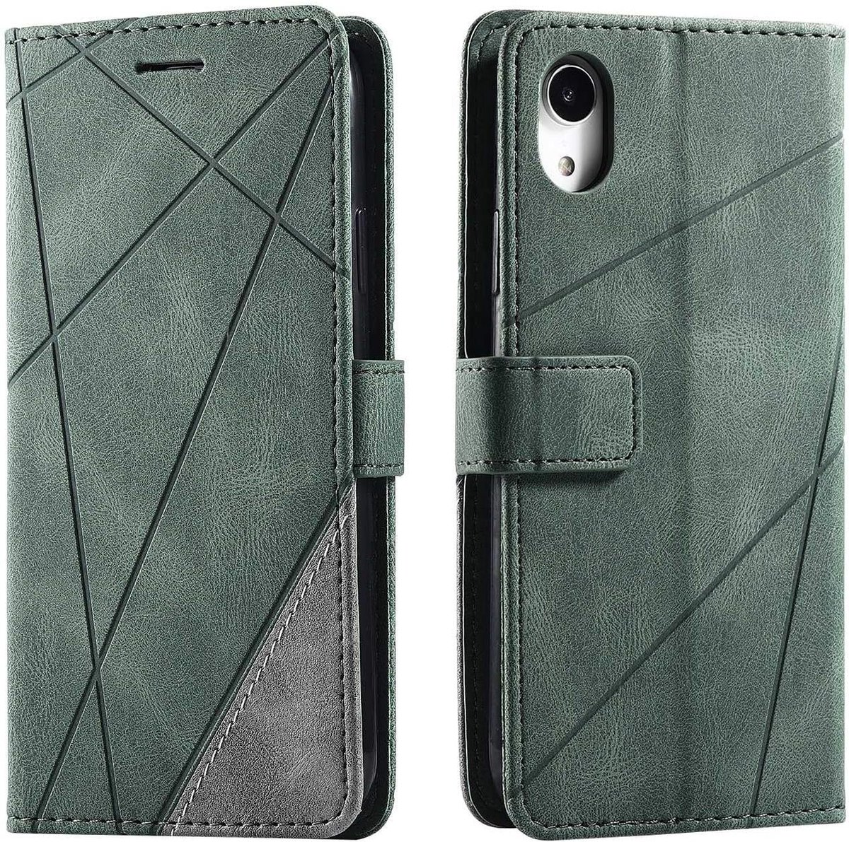 Hoesje voor iPhone XR, PU Lederen Beschermhoesje Flip Beschermhoes Telefoonhoes Telefoonhoesje voor iPhone XR, Groen