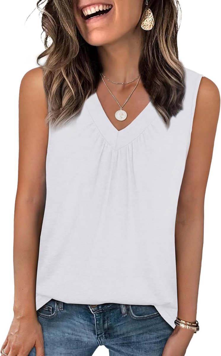 Zomer Casual Vest Tank Tops Losse Fit V-hals Mouwloos T-shirt Top