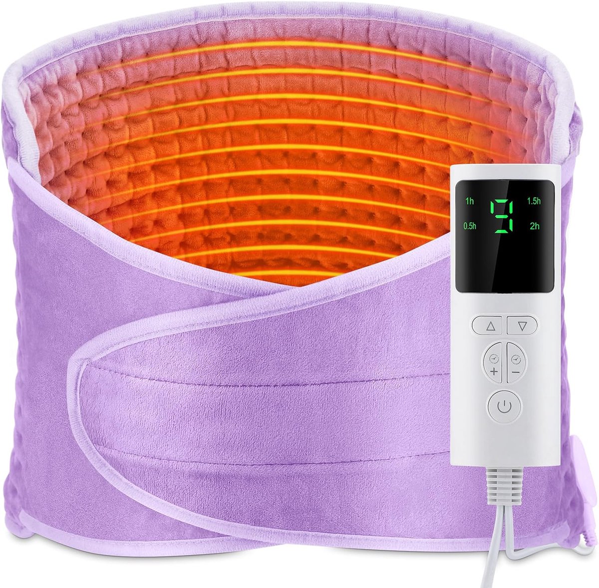 Verwarmingsmat, Tailleverwarmingsmat Met LCD-Controller, 9 Verwarmingsniveaus, 4 Tijdsinstellingen, Snelle Verwarming, Ideaal Voor Taille Rug Buik Been -30x125cm (Paars)