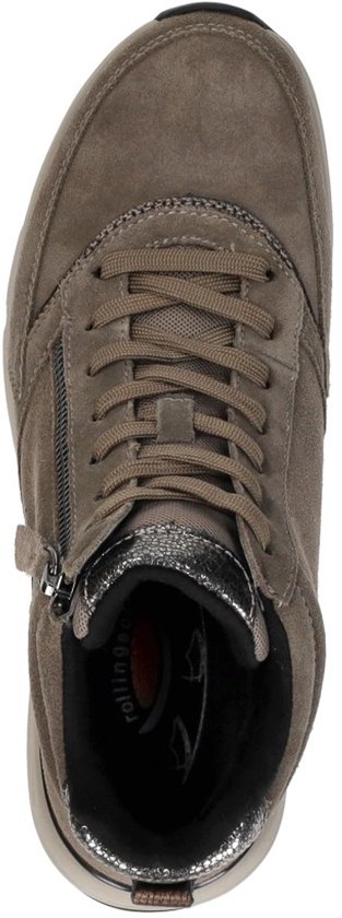 Hoge taupe Gabor veterschoen met rits en zilveren details