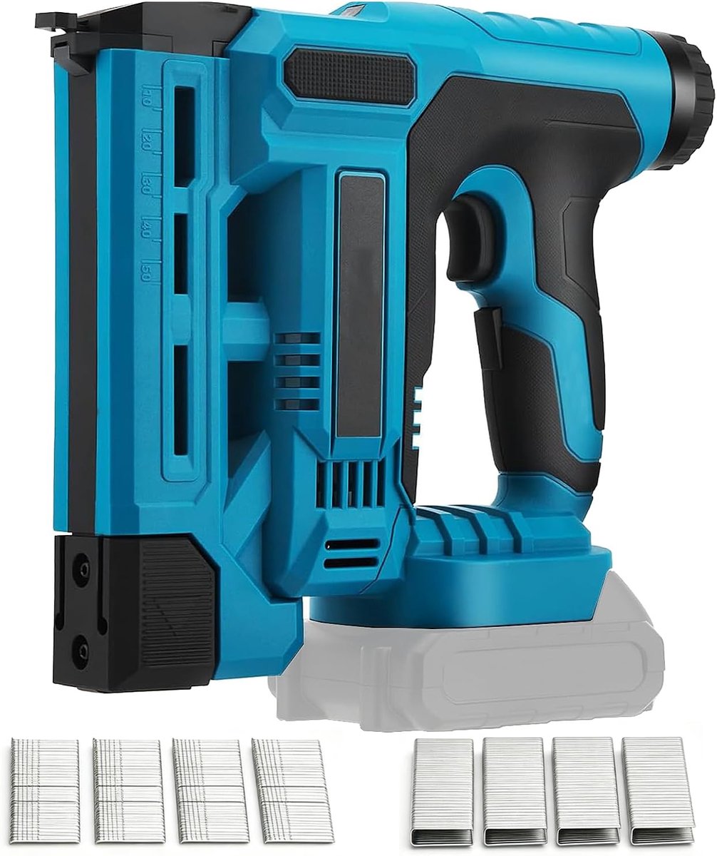 Accunietmachine voor Makita 18V-accu's, borstelloze nagelpistool met 1000 nagels en 1000 krammen, 6 snelheden instelbaar, accuspijker, krammenpistoool voor doe-het-zelven, meubels, timmerwerk, klusser