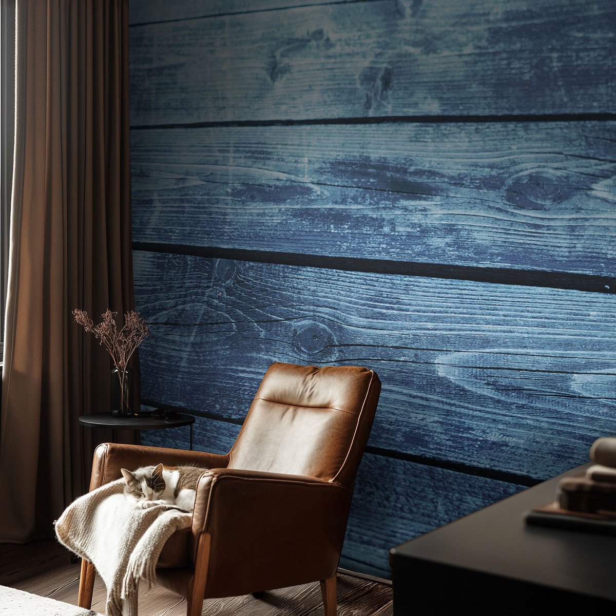 Coloray Vliesbehang - Blauw Snellijm Behang - 104x70 cm - Rustieke Vloer Muurschildering - Slaapkamer behang Texturen - Fotobehang Vlies - Slaapkamer behang