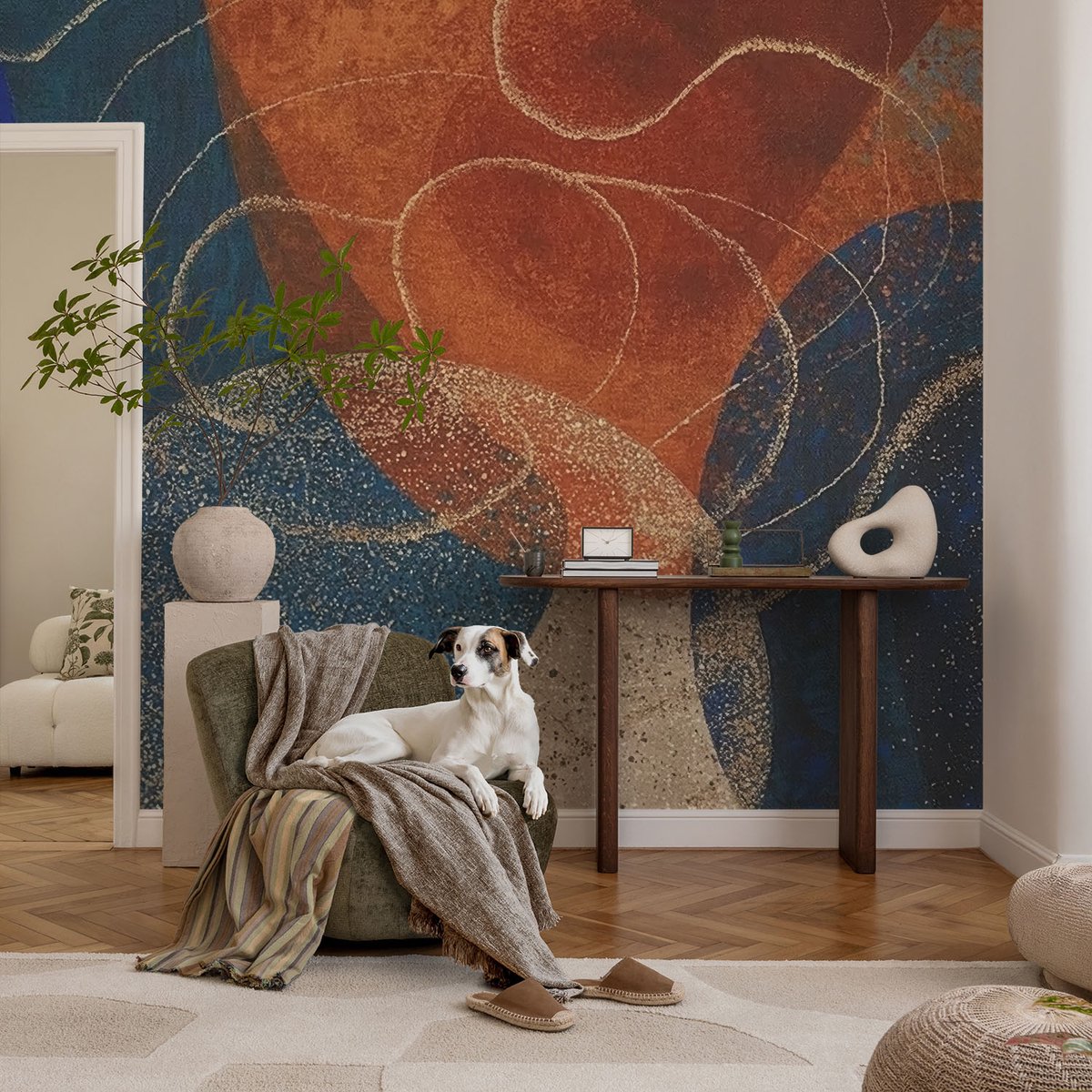 Coloray Vliesbehang - Marine Snellijm Behang - 104x70 cm - Kleurrijke Vormen Fotobehang Vlies - Hal behang Abstractie - Muurschildering - Hal behang