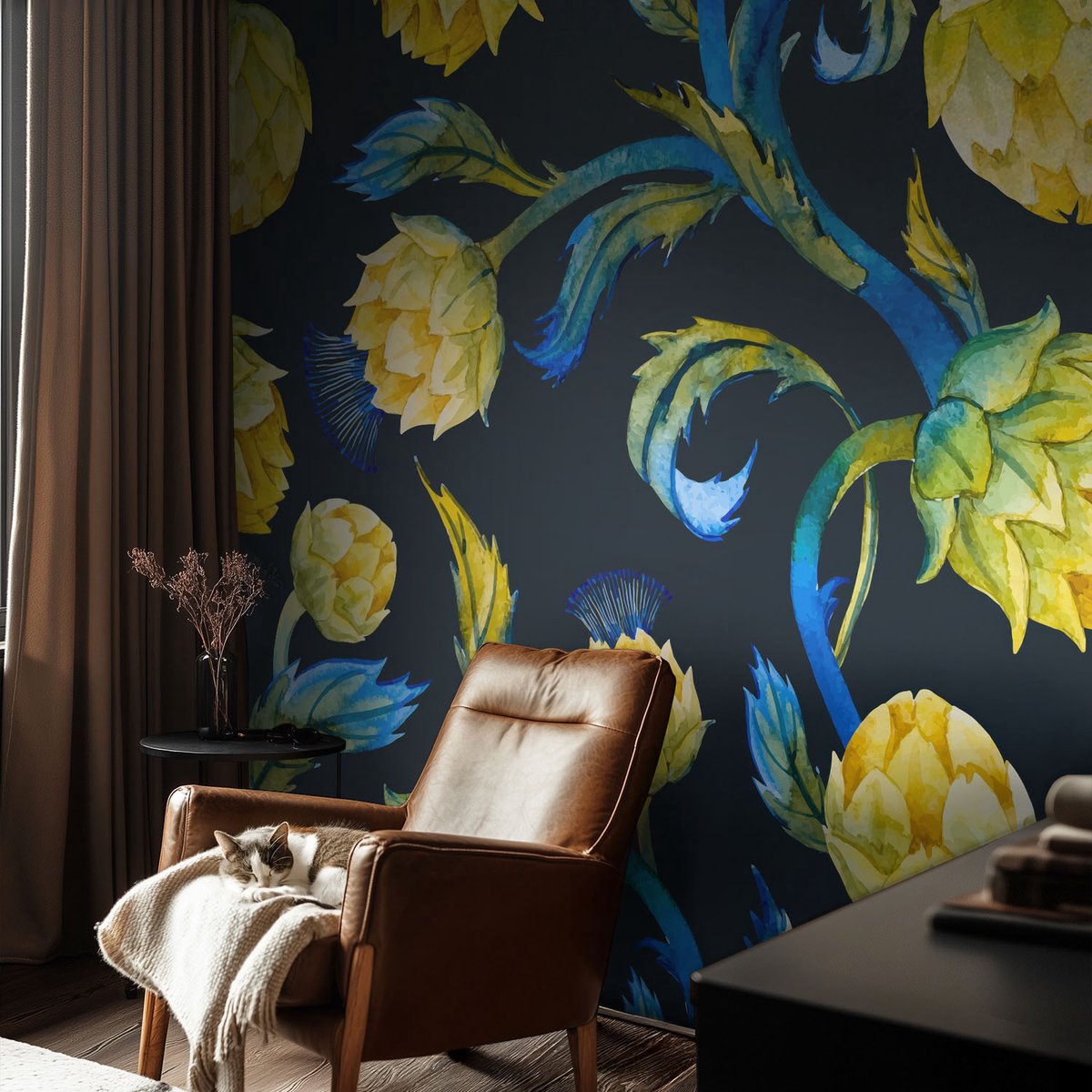 Coloray Vliesbehang - Marine Snellijm Behang - 104x70 cm - Plantenvirtuoos Muurschildering - Slaapkamer behang Bloemen En Planten - Fotobehang Vlies - Gang behang
