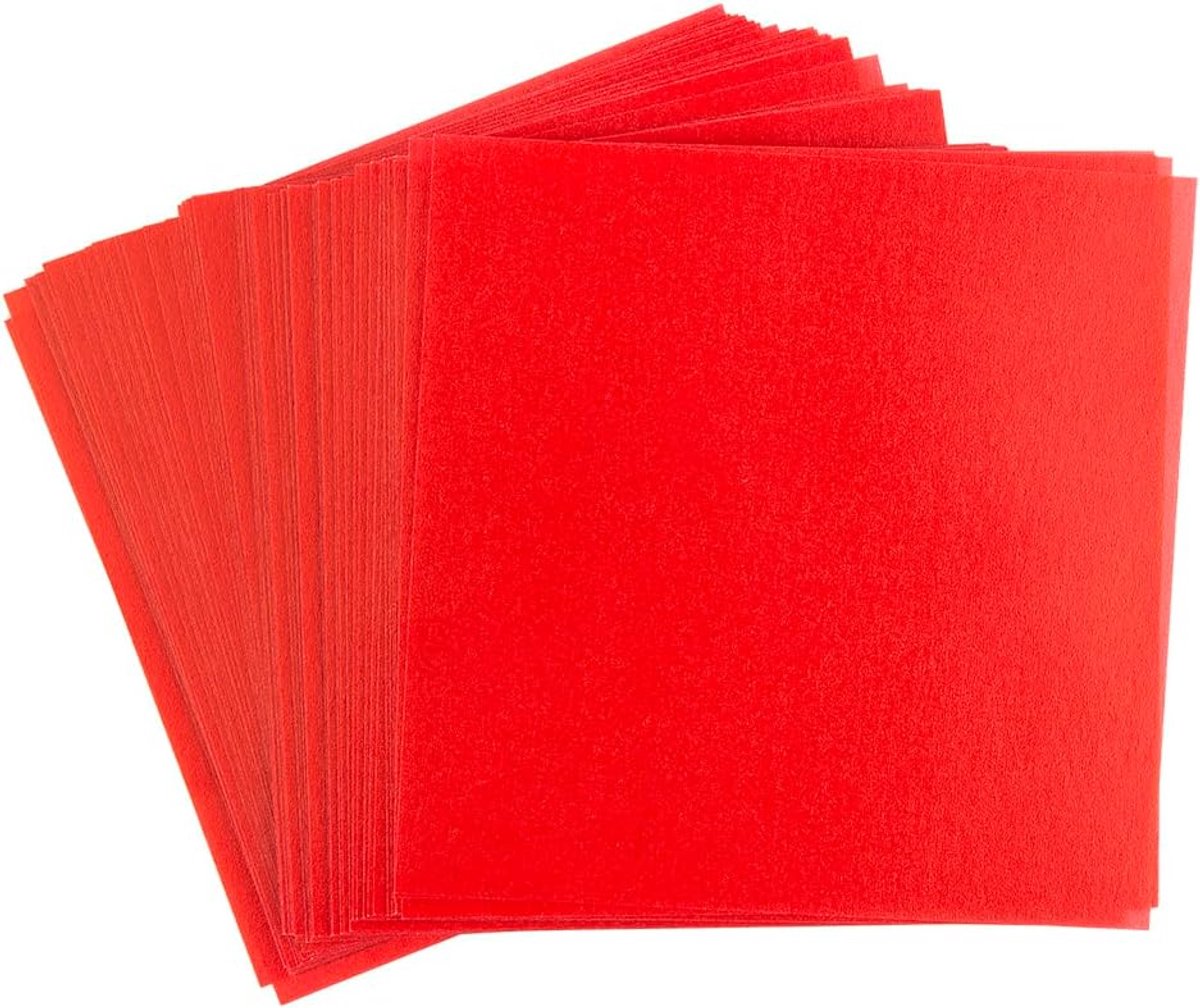 mit Herz Transparant papier, 100 vellen, vierkant, premium kwaliteit, 110 g/m², ideaal vouwpapier om sterren te knutselen, transparant knutselpapier, rood, 10 x 10 cm