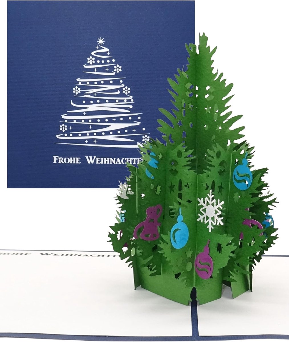 | Classic" Vrolijk Kerstmis - kerstkaart 3D, dennenboom, pop-up kaart voor Kerstmis, cadeaukaart, 3D-kaarten, Kerstmis, wenskaart, adventskaart