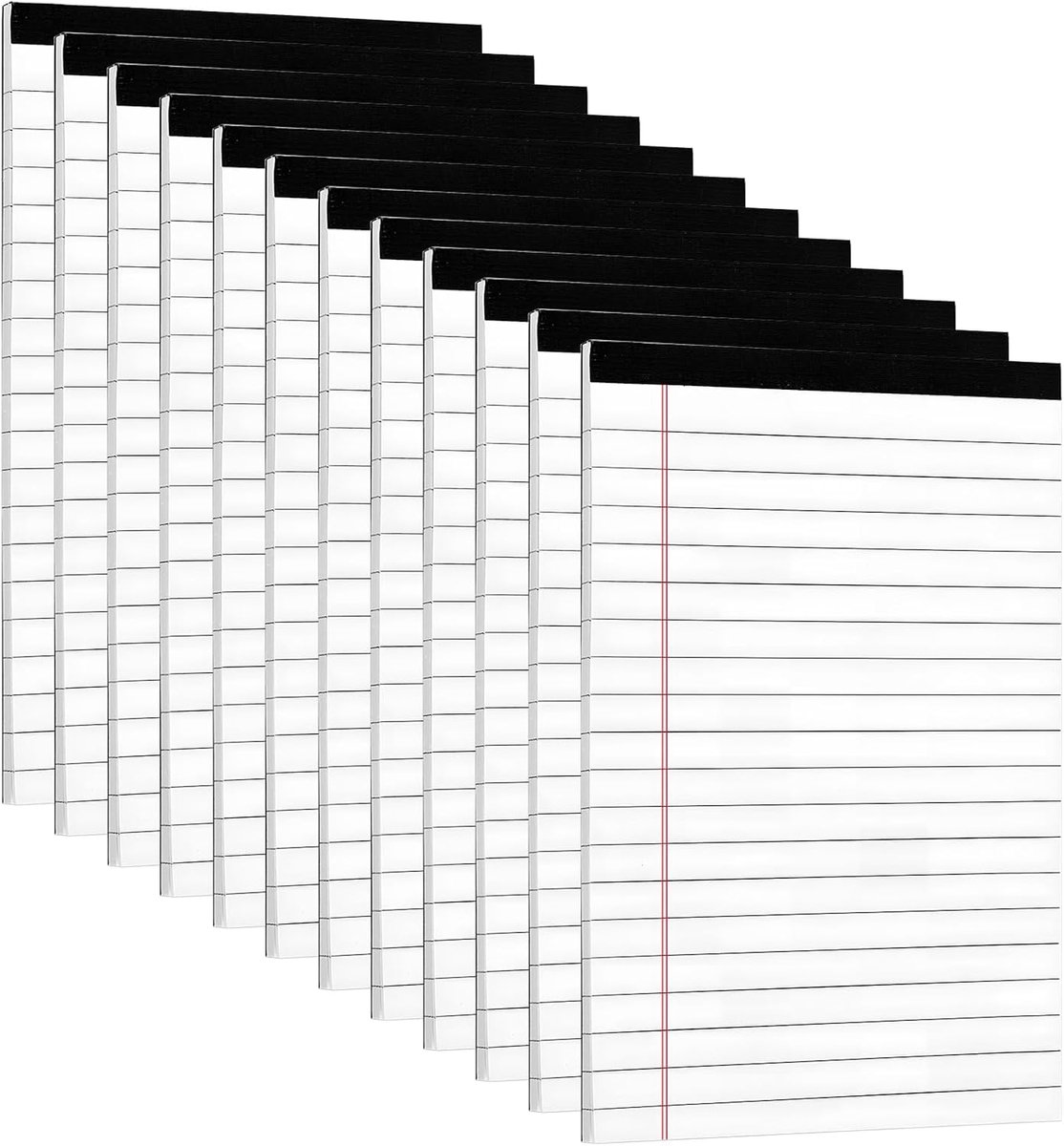 12 stuks gelinieerd notitieblok, A5, afscheurblok met 30 vellen per boekje, wit blok A5, geschikt voor werk, kantoor, thuis, studie, school, notities en dagboek