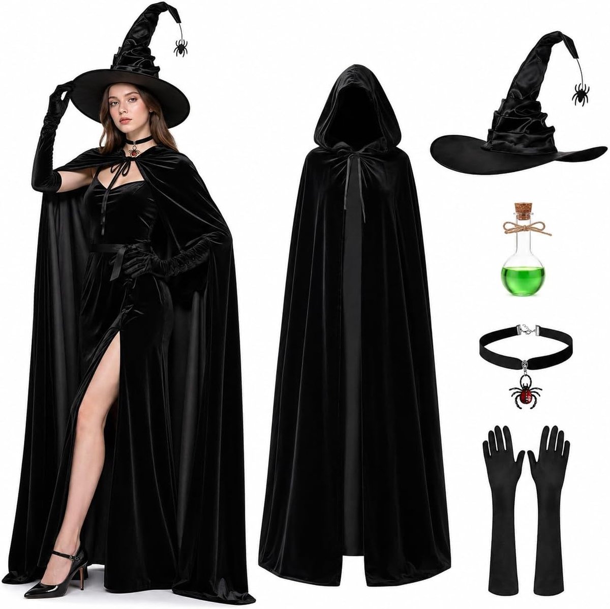 Heksenkostuum voor dames, Halloween-kostuum, heksenkostuum