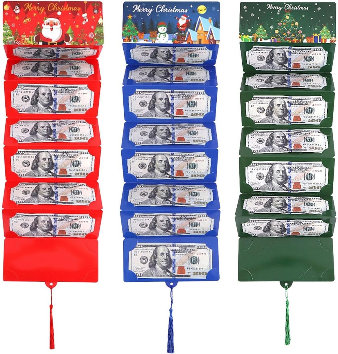 3 Stuks Kerstkaart Rode Envelop Kaarten, 10 Raster Ontwerp, Kerst Verrassing Decoratie, Cash Gift Sorteren, Praktische Decoraties Voor Kerstvakantie.