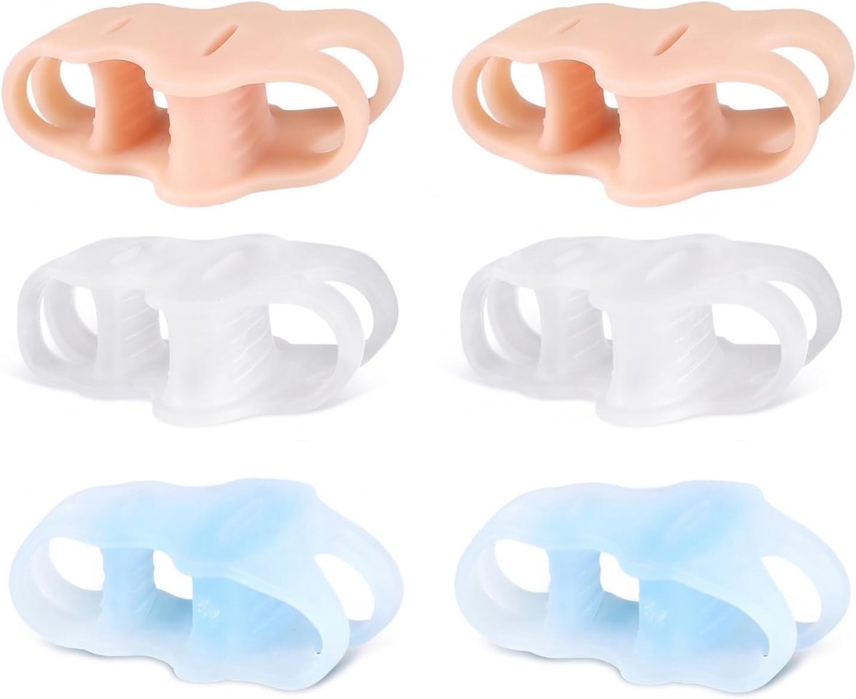 Teenspreider Hallux Valgus, Siliconen Teenseparator met 3 Lussen, 6 Stuks