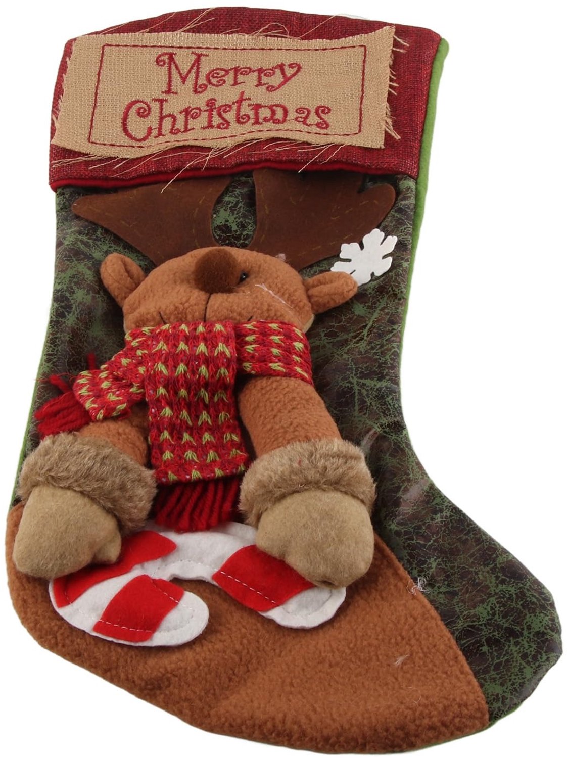 Famanu Set van 3 gepersonaliseerde kerstkousen, met geborduurde namen, met kerstman, sneeuwpop en rendier wit