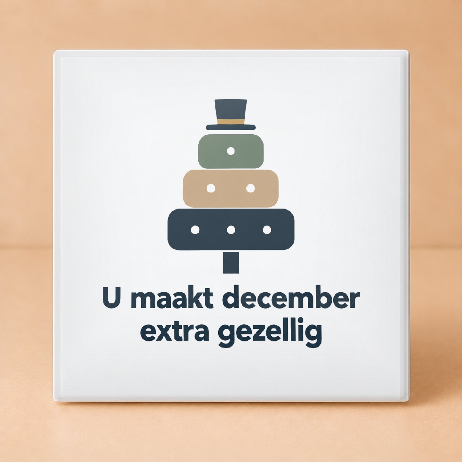 Bedruk King Sfeervolle kersttrui voor de meester Tegel – Vintage botanische prent met gezellige december tekst - 11 x 11 cm Wit