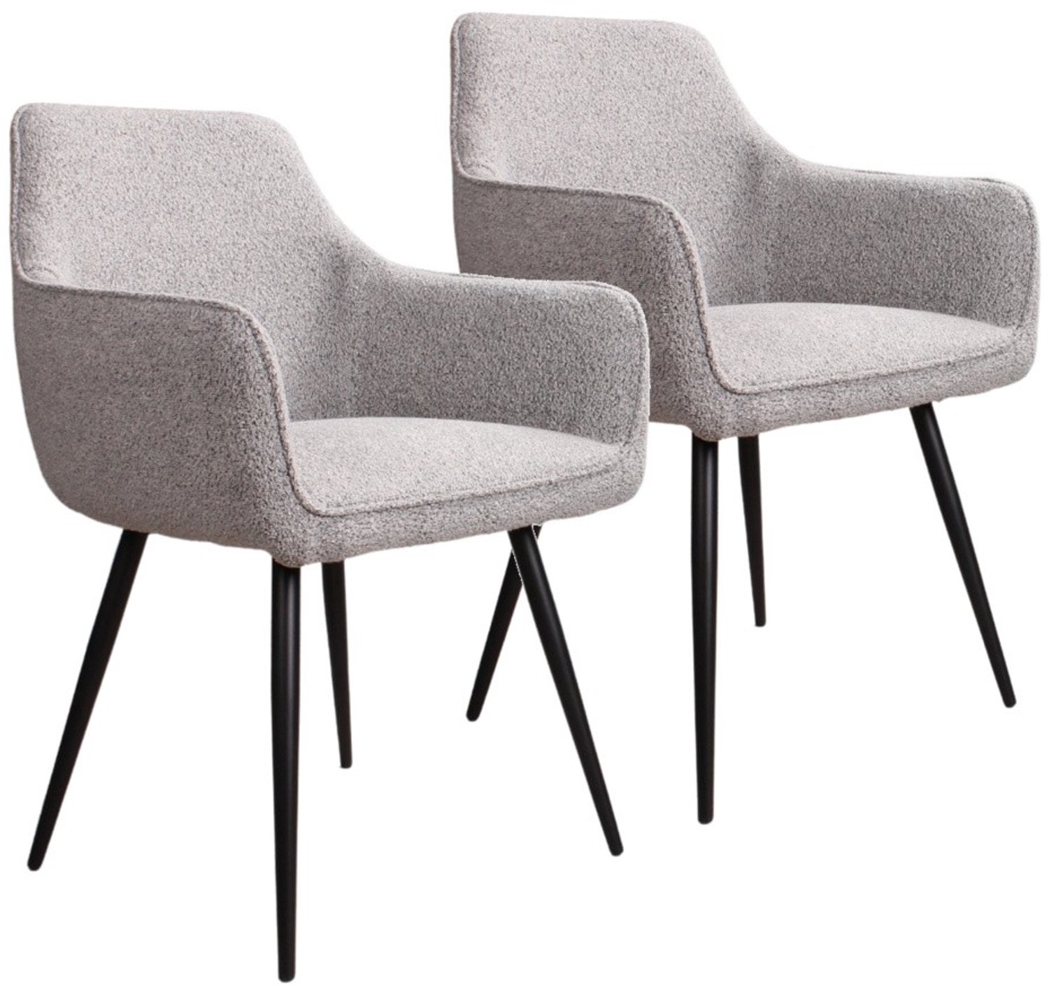 DS4U - - Ravi 3.0 eetkamerstoel - Set van 2 - Grijs - Boucle - Met armleuning