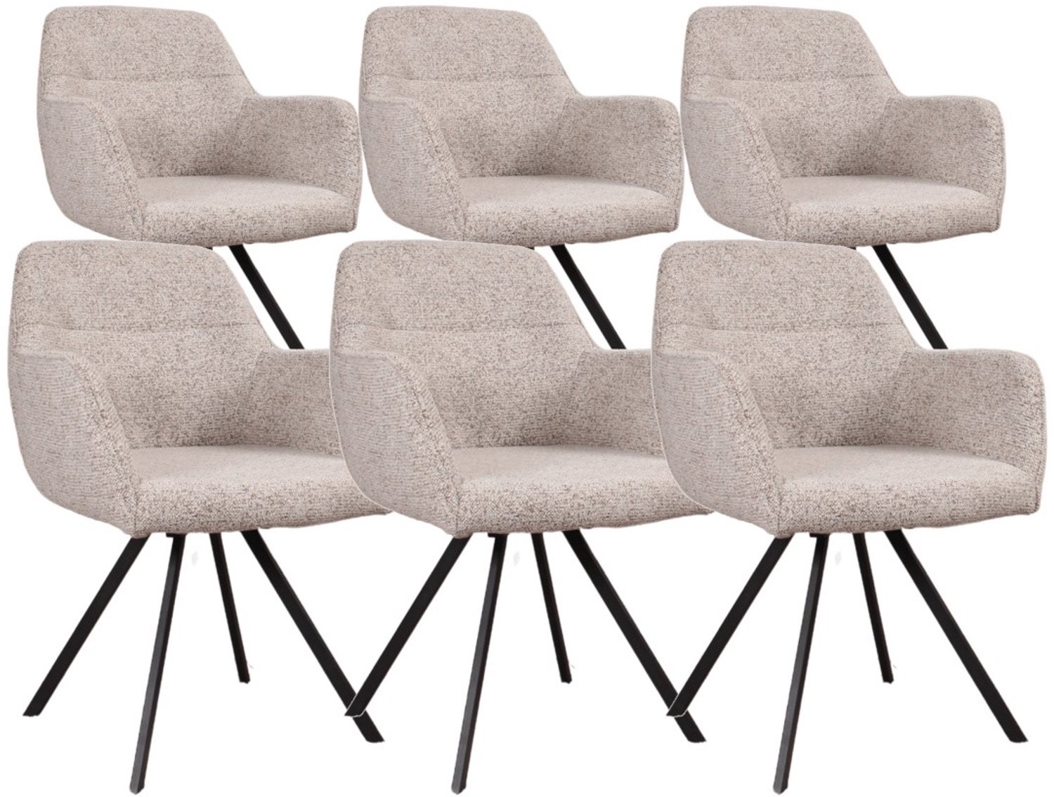 DS4U - - Mats draaibare eetkamerstoel - Set van 6 - Taupe - Stof - Met armleuning