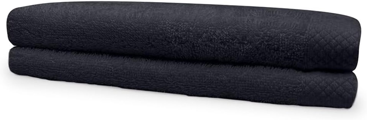 Badstof handdoek 60x110cm - zwart - set van 2 - 100% katoen - ideaal voor dagelijks gebruik - ServiceTopper