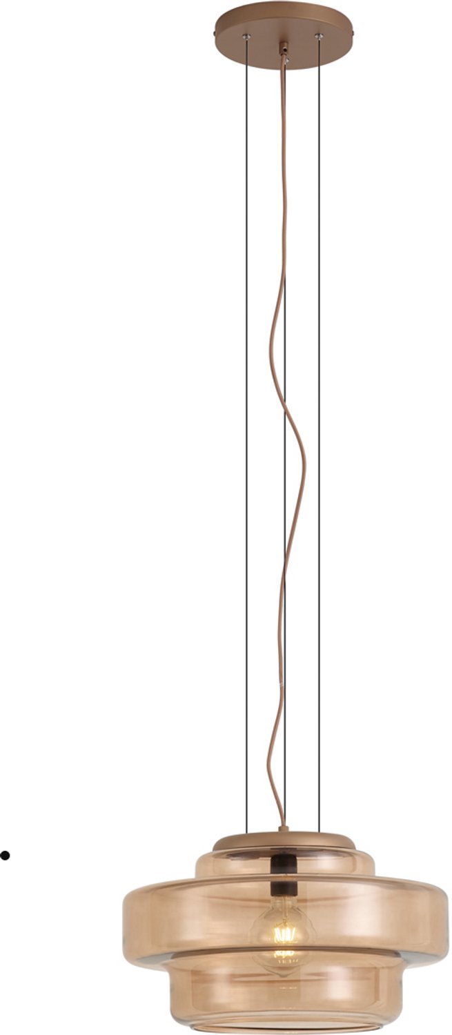 Qazqa retro hanglamp - Barb - brons, rond, 45cm, ideaal als woonkamer lamp