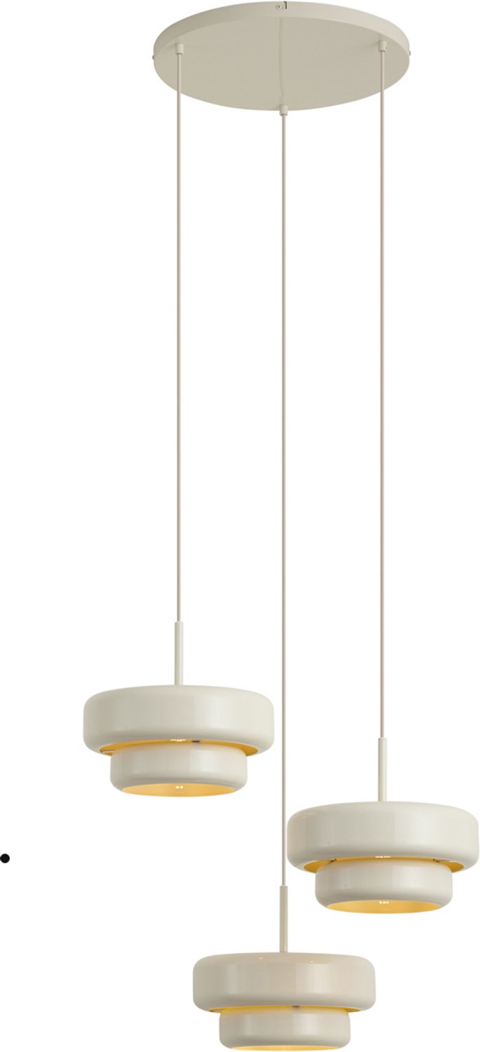 Qazqa eettafel retro hanglamp - Ophelia - beige, 3-lichts, 64cm, ideaal als eettafellamp en woonkamer lamp