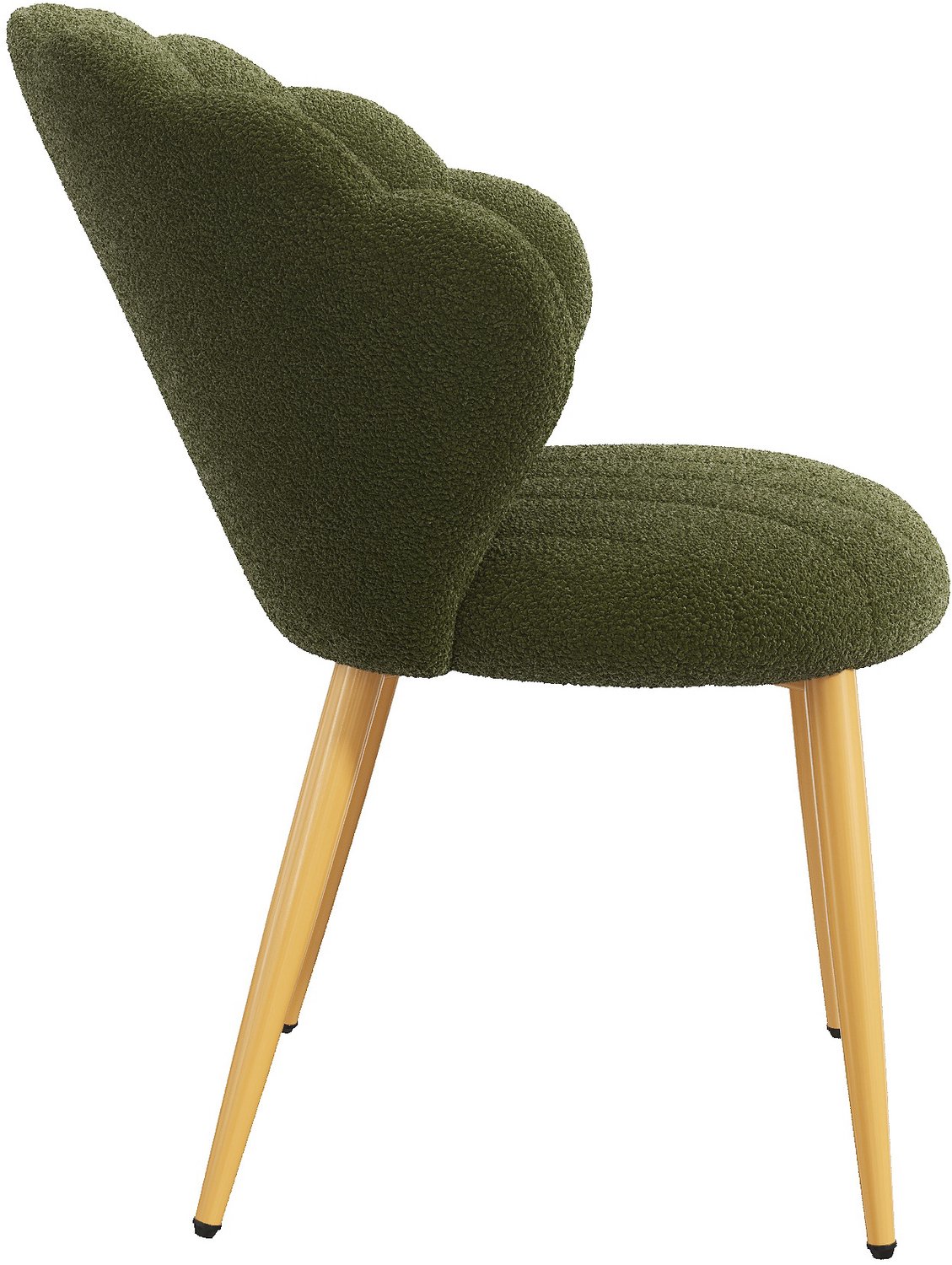 DESMIU Eetkamerstoel - Schelpdesign - Set Van 6 - Zachte Teddystof Met Rond Sierkussen En Metalen Poten - Voor Eetkamer En Thuiswerkplek - Groen