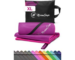 NirvanaShape - microvezel handdoek - strandlaken en badlaken - sneldrogend en absorberend - sporthanddoek met slimme hoekzak - XL 200 x 100 cm - Roze / Roze Rand