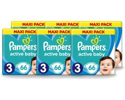 6 x Pampers – Luiers – Active Baby Dry Maat 3 – 66 Luiers - Voordeelverpakking - 6 stuks
