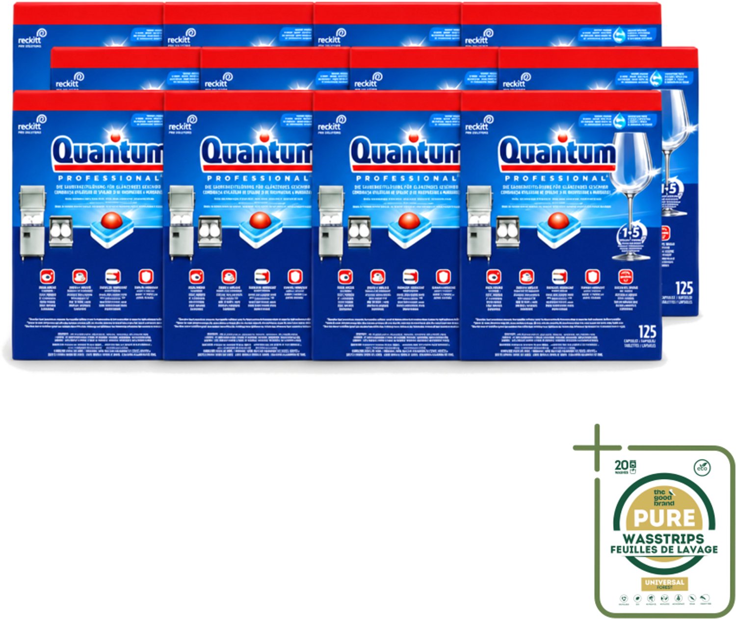 12 x Finish – Vaatwastabletten – Quantum Pro All-in-One – 125 Capsules - Wasstrips - Vaatwastabletten - Professionele Vaatwasser - Korte Wascycli - Reinigingskracht - Hygiëne