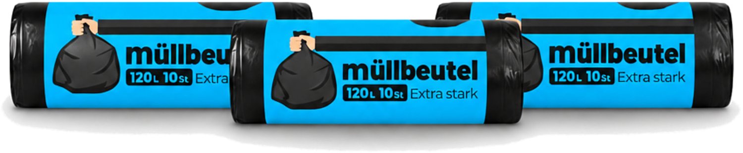 3 x Deluxe - Vuilzakken - Stevig & Ruim - 10 Vuilniszakken - 120L - Voordeelverpakking - 3 stuks