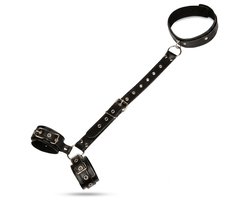 b'WiseGoods - Erotische Nekriem Met Handboeien - Seks Handboeien - SM Bondage - Sex Toys - Seksspeeltjes Voor Koppels - Zwart'