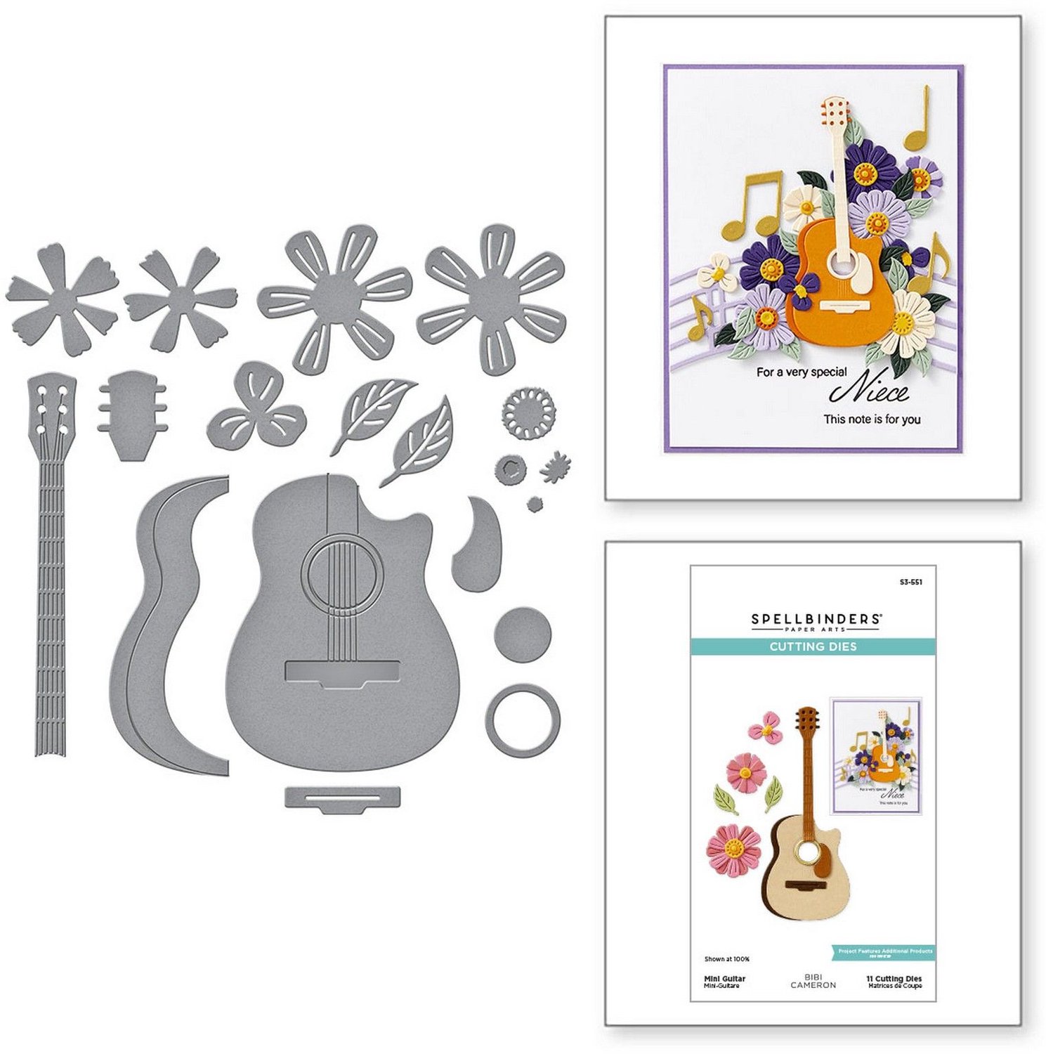 Spellbinders Snijmallen - Mini Guitar - 11 st.