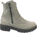 Grijze veterboot van Wäldlaufer met ritssluiting, zilveren ring detail en glitterafwerking.