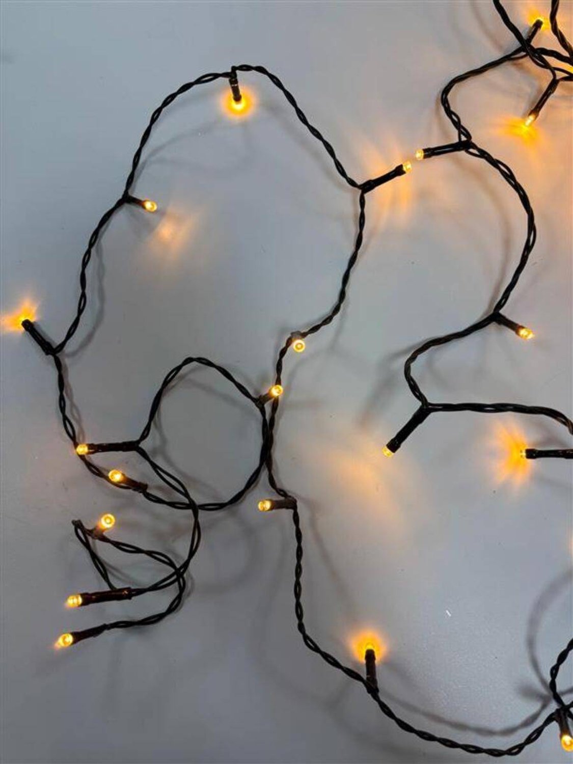 Technobright-lichtslinger 500 LED's, 8 functies, 50 m met timer, amberkleurig, groene draad
