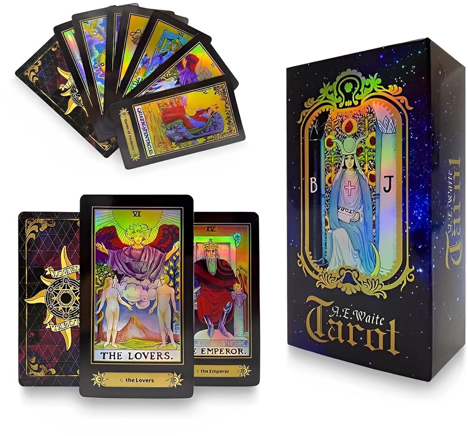 Tarotkaarten 78 stuks - holografisch tarotdeck - kleurrijke doos - perfect voor beginners en gevorderden - m-winkel
