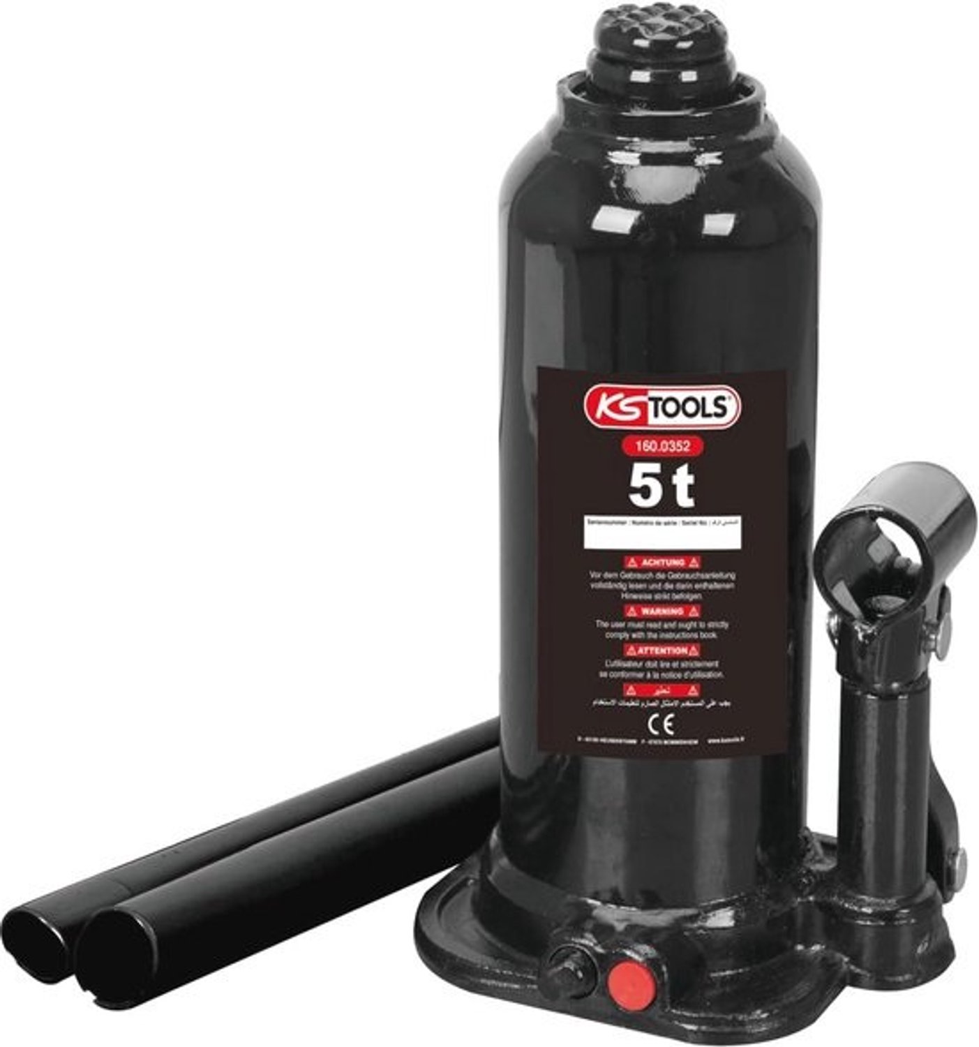 Hydraulische potkrik - 5 ton - Met veiligheidsventiel en telescoopstang