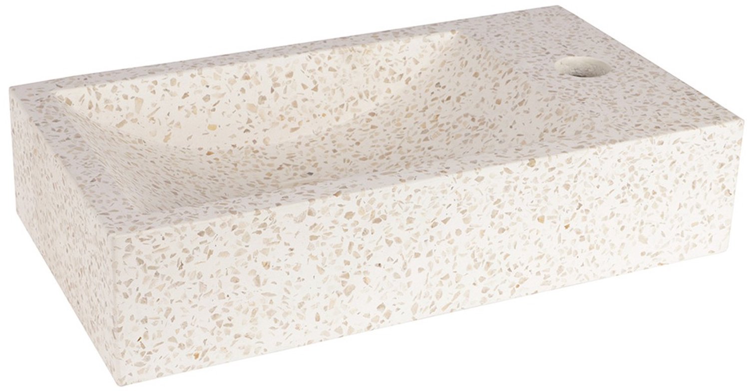 Differnz Fontein Hura L - Terrazzo - Beige - 40 x 22 x 9 cm - 1 Stuk - Niet-elektrisch - Inclusief 2 Jaar Fabrieksgarantie - Sanitair Fontein voor Toilet of Badkamer