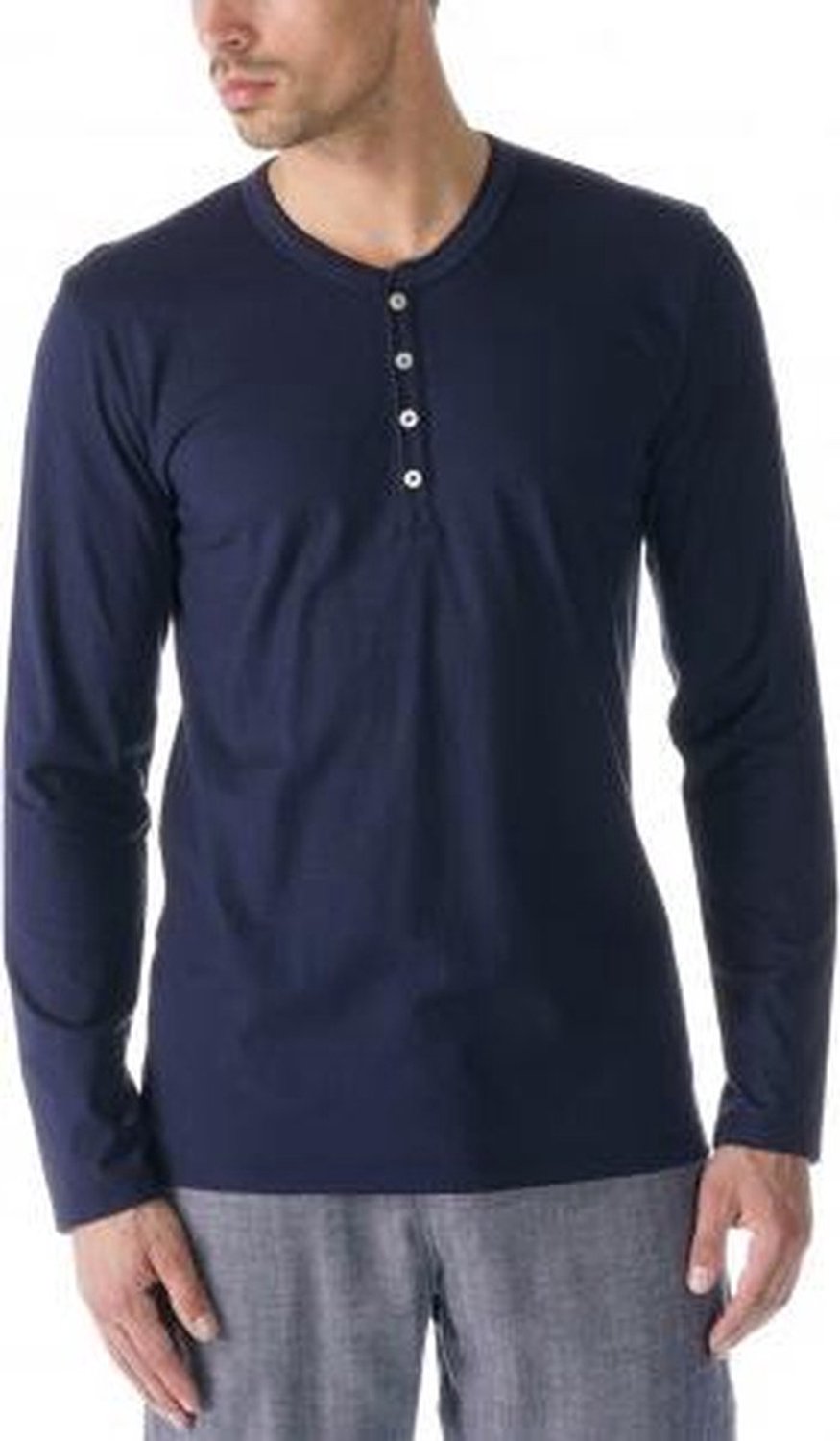 Mey Shirt Homewear Lange Mouw Heren 61564 668 yacht blue