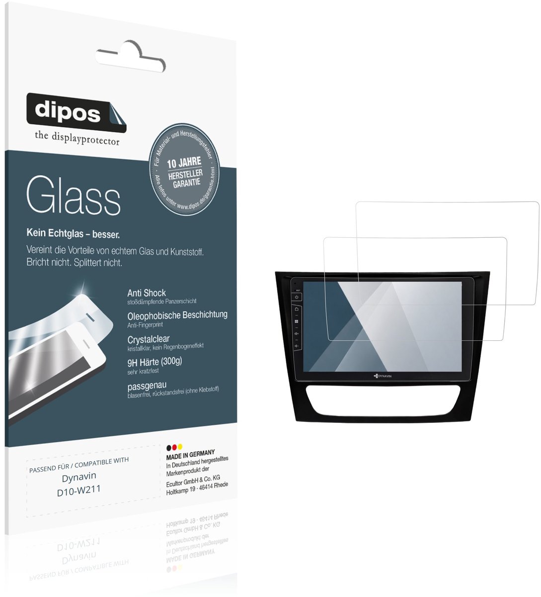 dipos – 2x Pantserfolie geschikt voor Dynavin D10-W211 | 9H Screenprotector