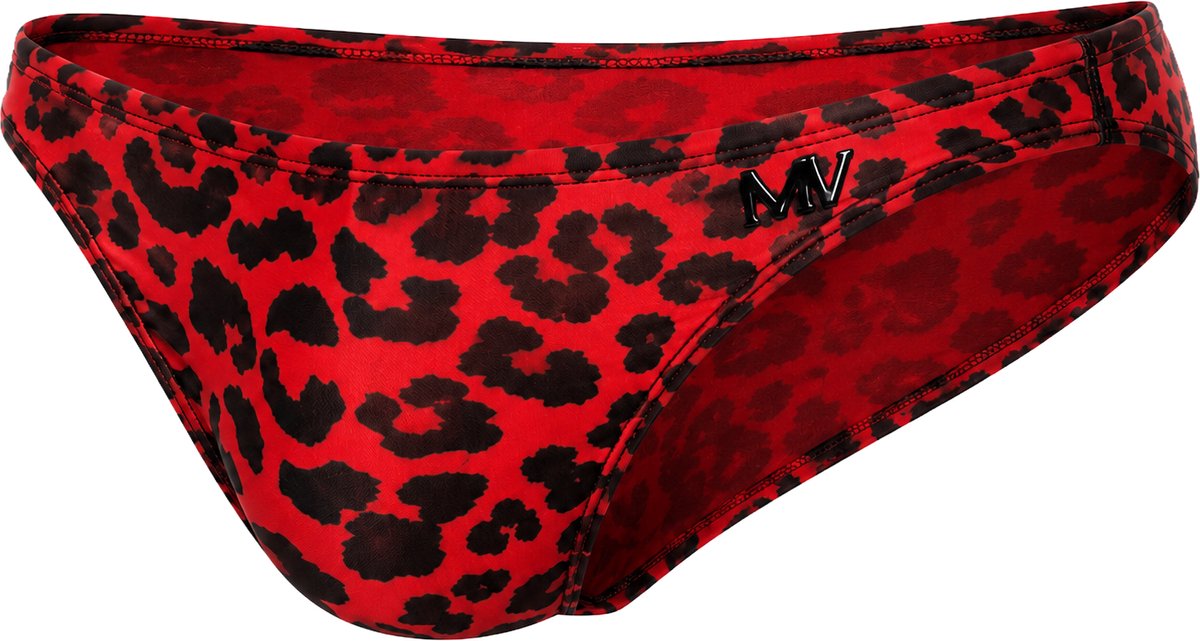 MODUS VIVENDI Leopard Mesh Low Cut Brief Red - MAAT L - Heren Ondergoed - Slip voor Man - Mannen Brief