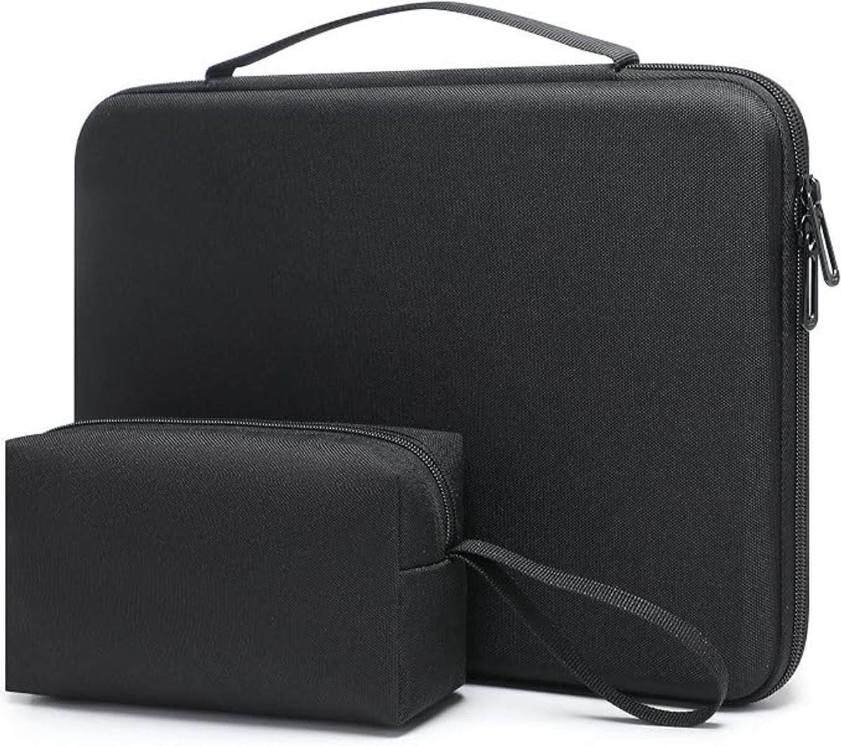 PolkaHome 17 Inch Laptop Sleeve met Accessoiretas, Zwart, Hard Shell
