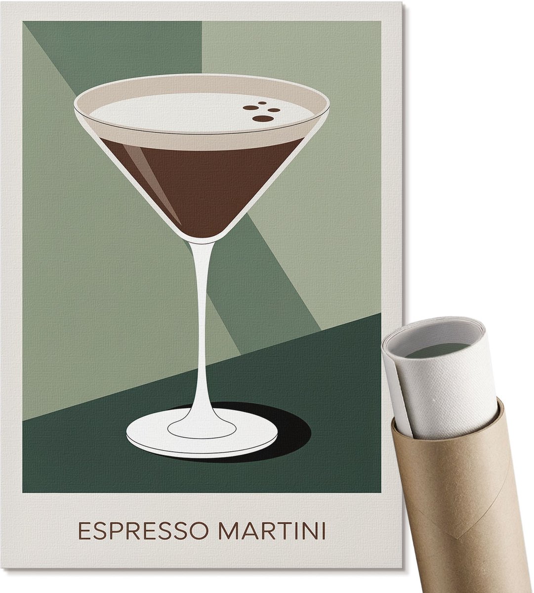 Coloray Polycanvas Poster - Martini-Afbeeldingen, Illustratie - A4 - Groen Motief - Rechthoek - Decoratieve poster - Woonkamer, Slaapkamer, Kantoor - Modern
