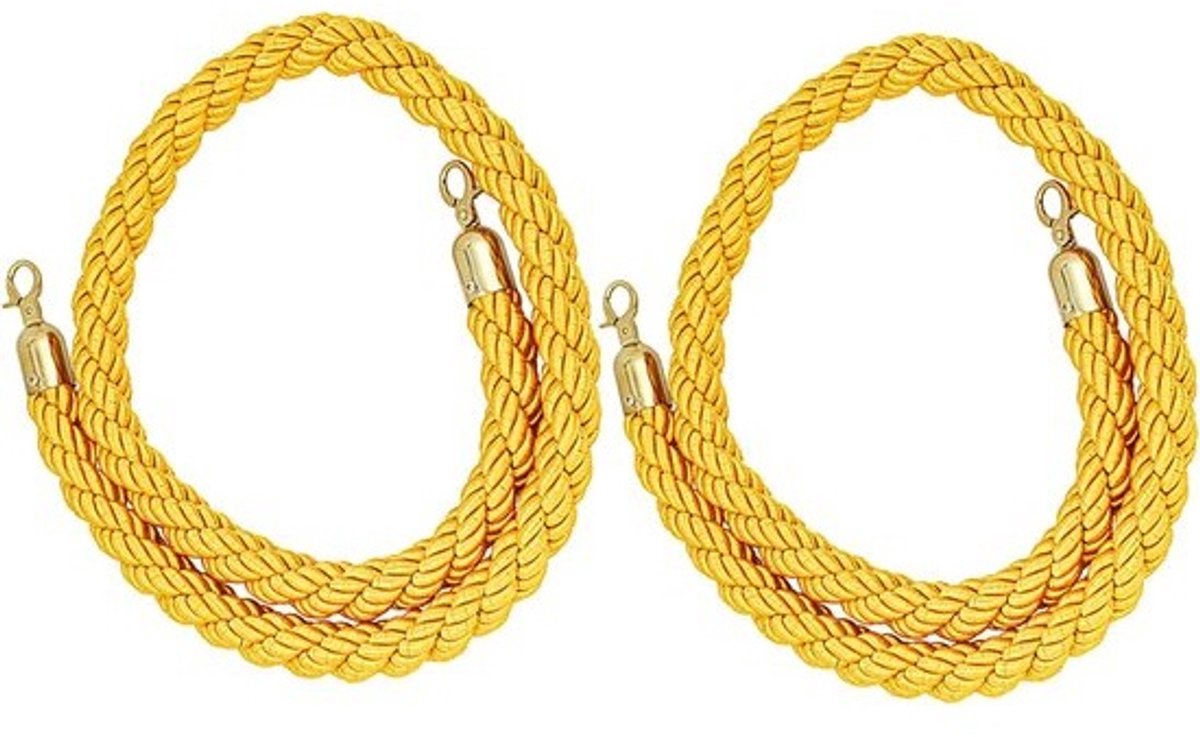 Afzet Touwen Set - Gouden Karabijn - Evenementen Beveiligen - Gepolijste Haken - 2x 1.5 Meter - Goud