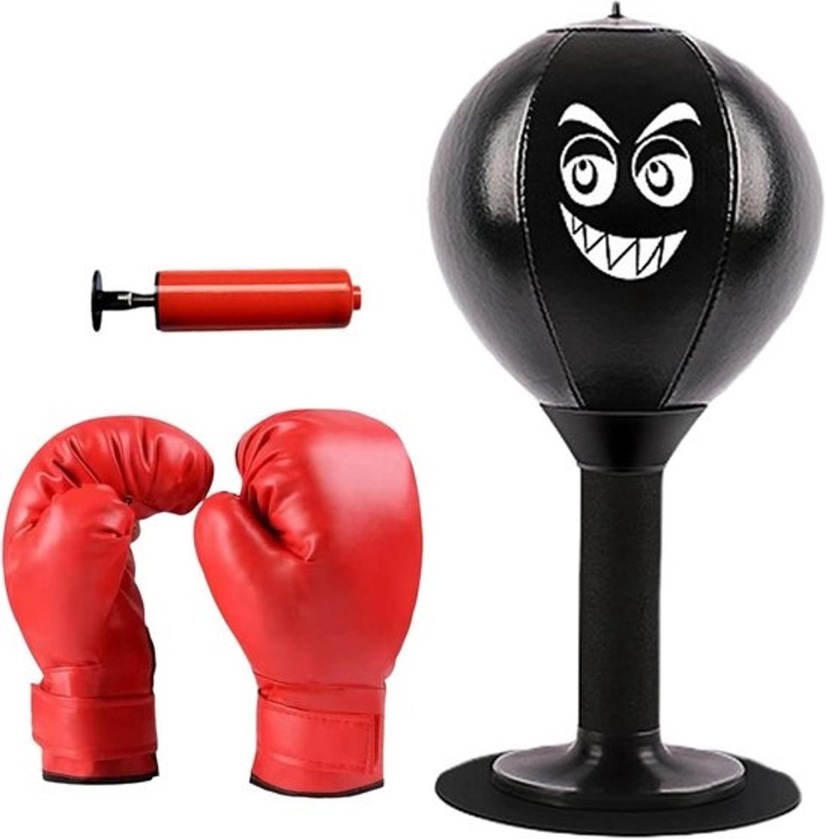 Bokszak Tafel - Mini Bokszak Desktop Bokszak - Stress Verminderen - Sterke Zuignap - 37 cm Hoog - Zwart