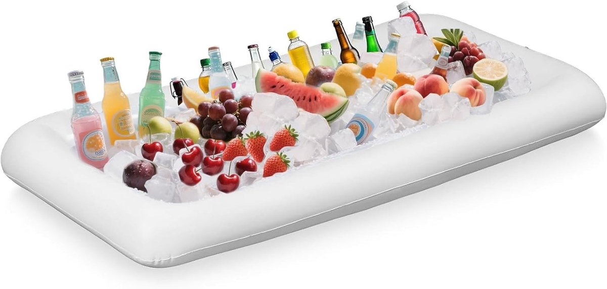 Opblaasbare IJsbar met Afvoerstops, 130 x 62 x 12 cm, Ideaal voor Feesten, Picknicks en Kamperen, Houd Dranken en Voedsel Koel