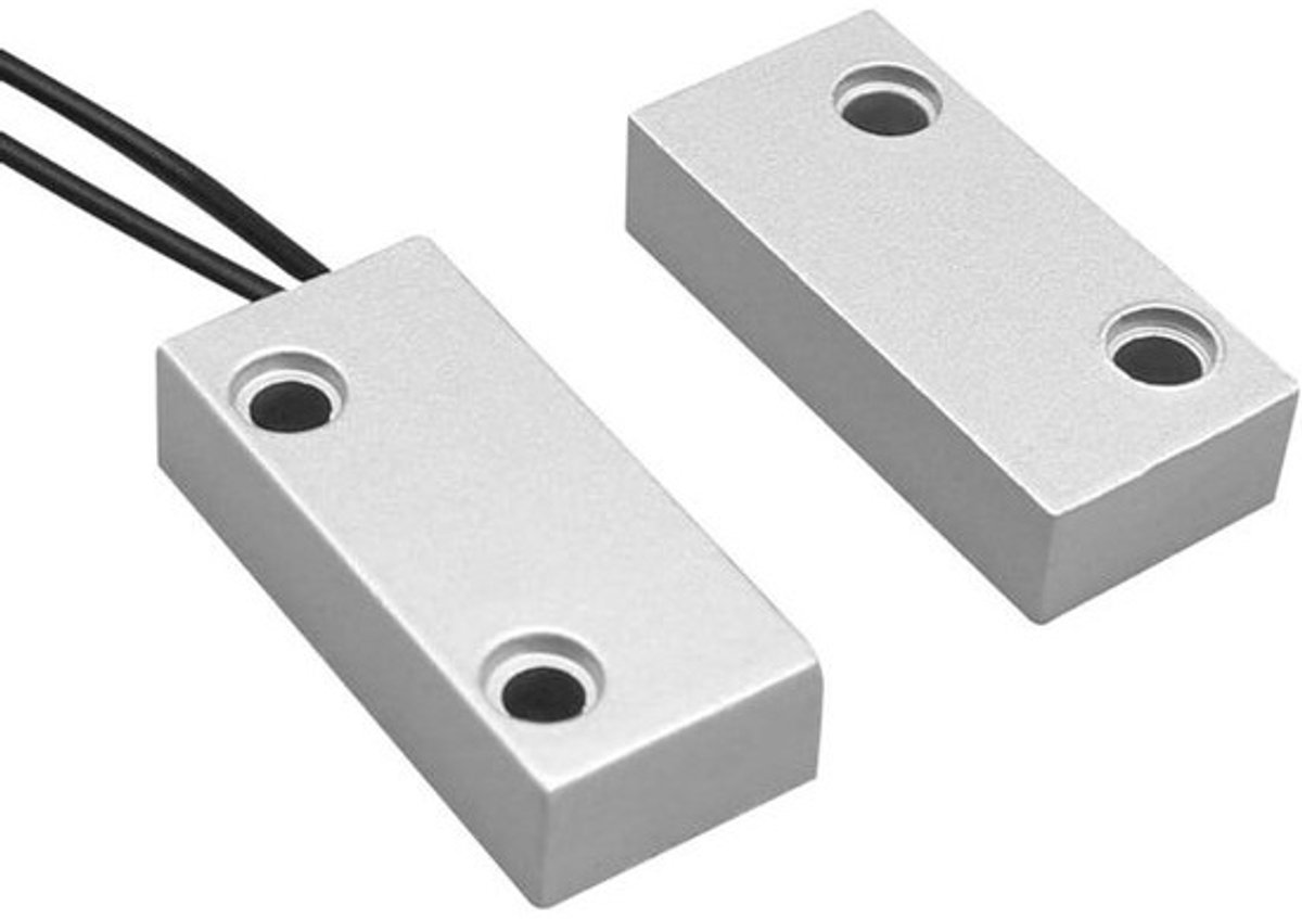 Magnetische Reed Schakelaar - Deursensor Alarm - Huisbeveiliging - Opbouwmontage Bedraad - 25-35mm - Zilver