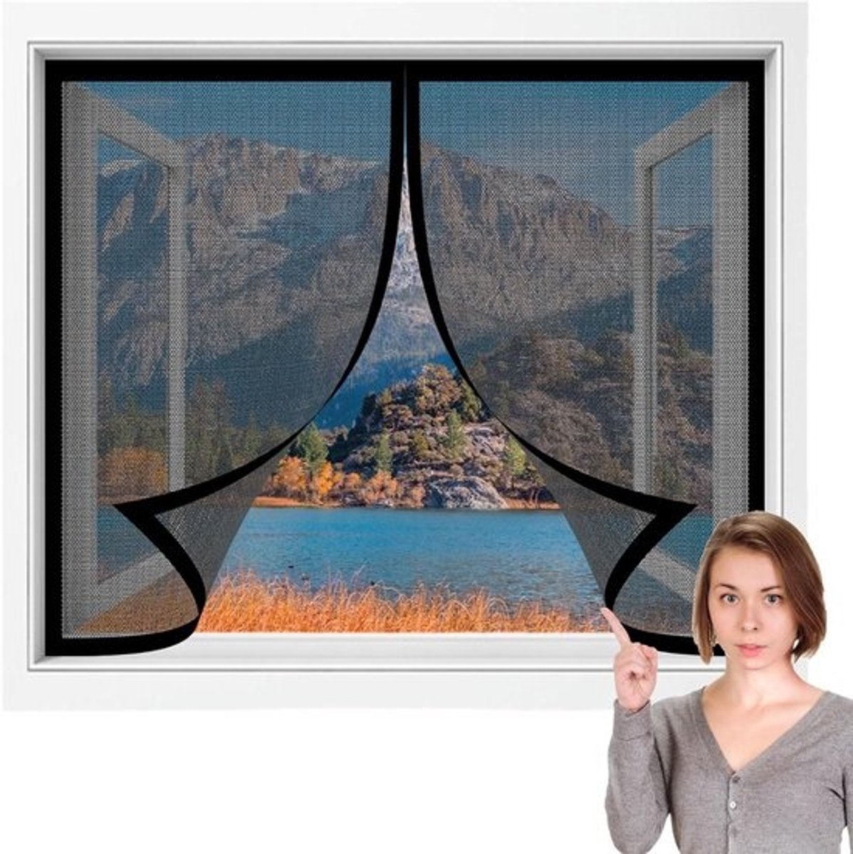 Magnetisch Horgaas - Muggenhor Raam - Insecten Buiten Houden - Zonder Boren - 200 x 80 cm - Zwart